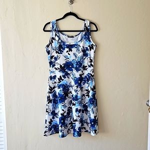 Blue Floral Skater Dress